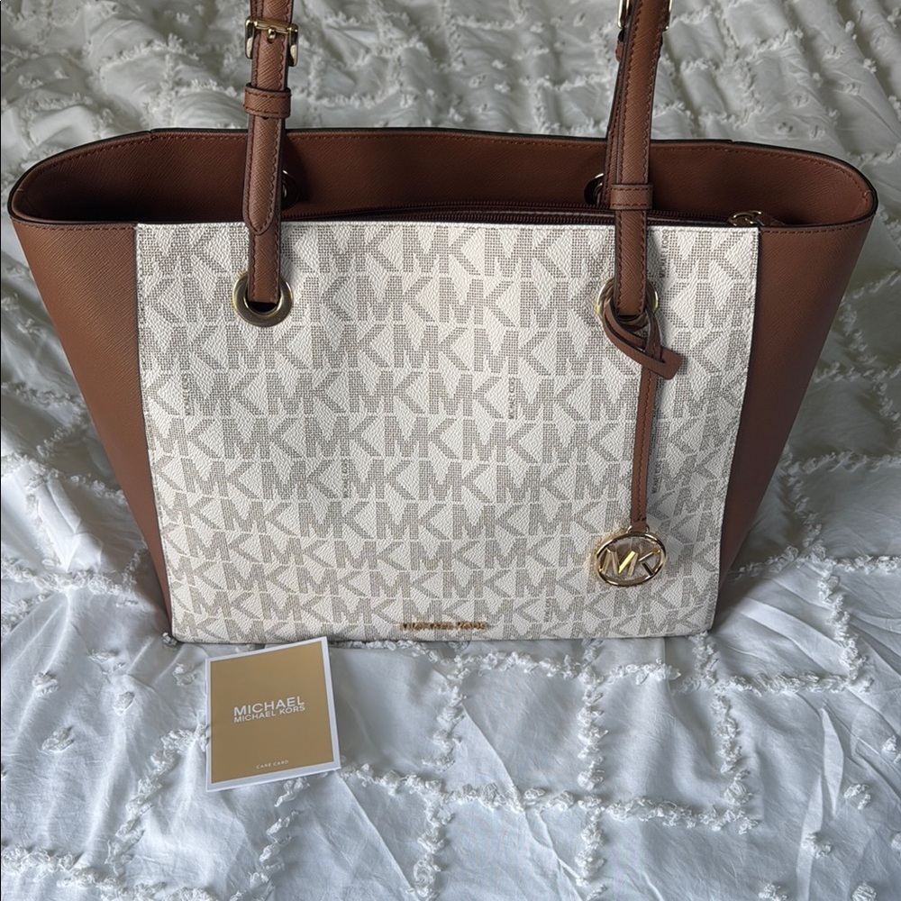 Michael Kors Brown and Cream Tote Bag